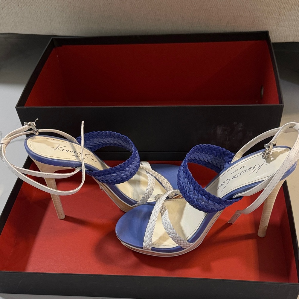 Kenneth Cole Blue and White Heels